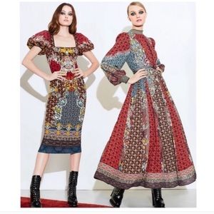 ALICE+OLIVIA LEXIA PUFF SLEEVE MIDI DRESS SIZE 10 ALWAYS FOREVER NWT MULTI PRINT